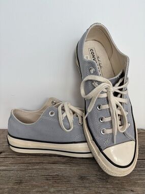 Converse Chuck Taylor Low Top Canvas Sneakers - Light Gray with Cream Accents